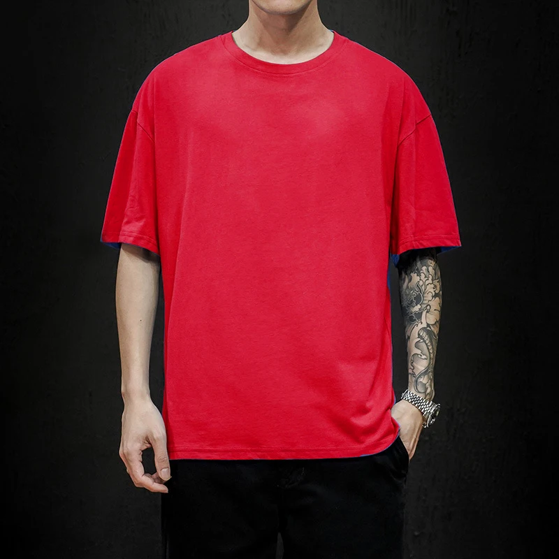 Baumwolle Sommer männer T Shirt Solide T Shirt Herren Übergroßen Fünf Hälfte Kurzarm Casual Baumwolle Herren Streetwear Dünne tees Top – Detail 6