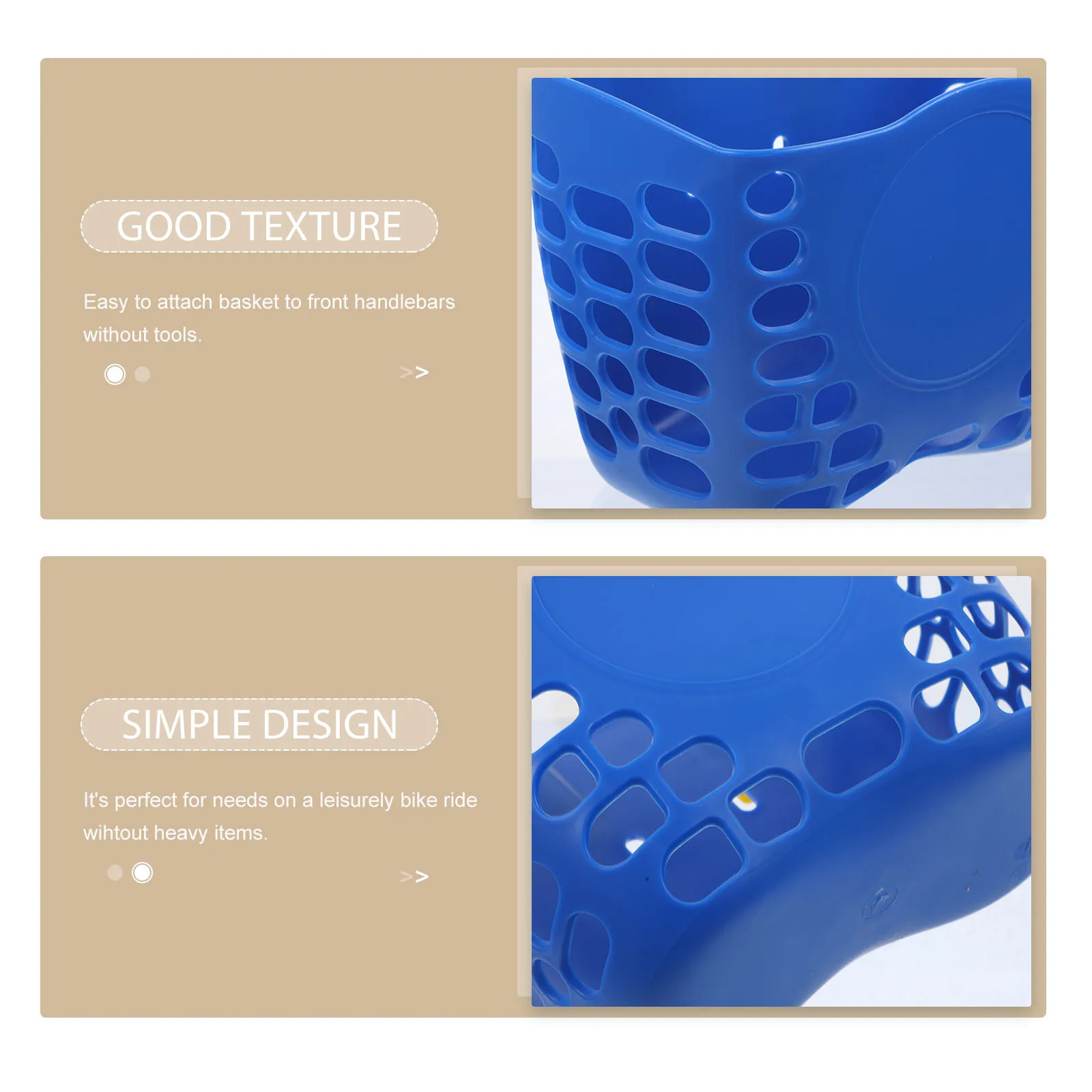 

Smooth Touch PP Plastic Children Bike Basket Detachable Dark Blue No Sticker Easy Installation Durable Storage