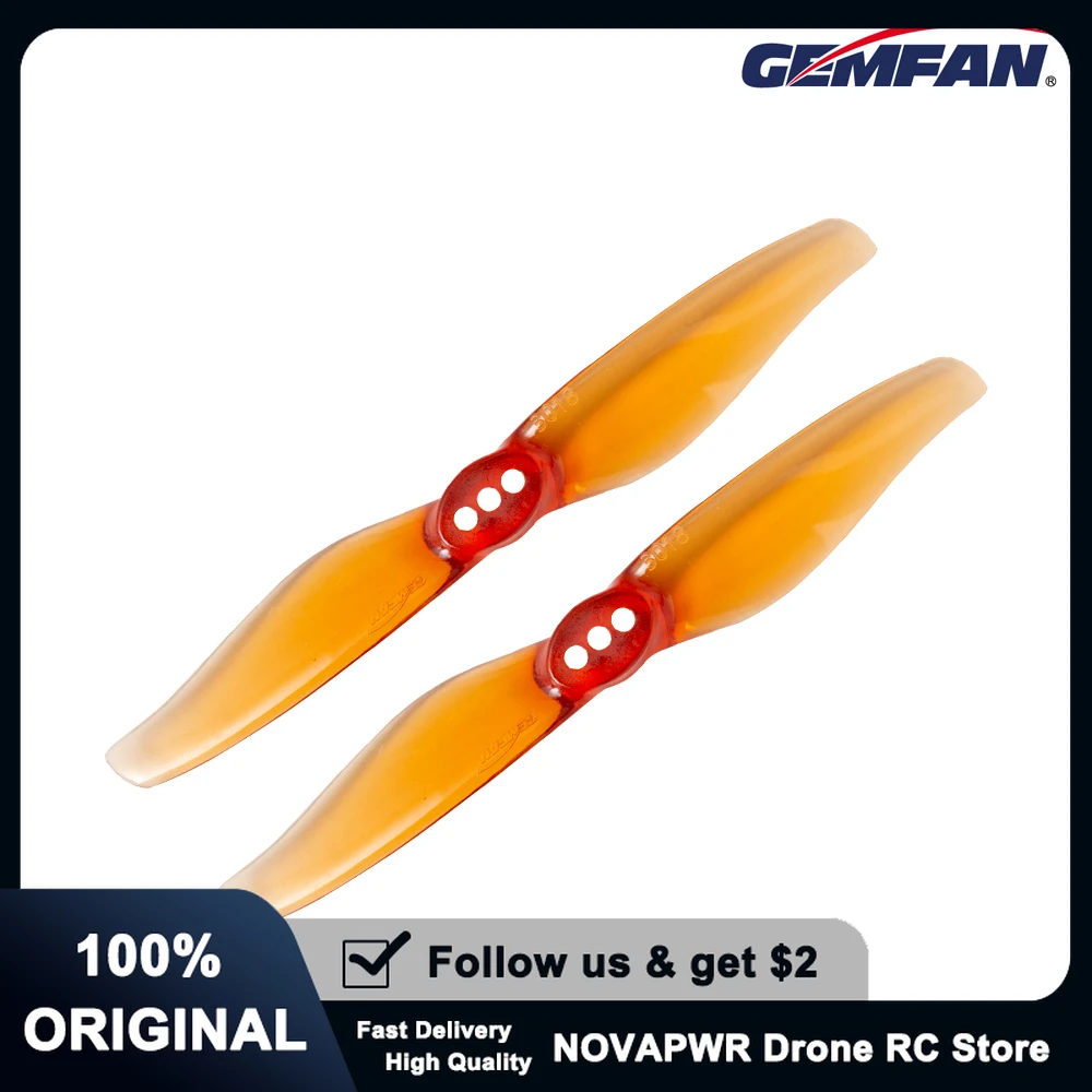 

Gemfan Toothpick 3018, 3-дюймовый 2-лопастной пропеллер, сверхлегкий для FPV-дронов с двигателем 1204/1303