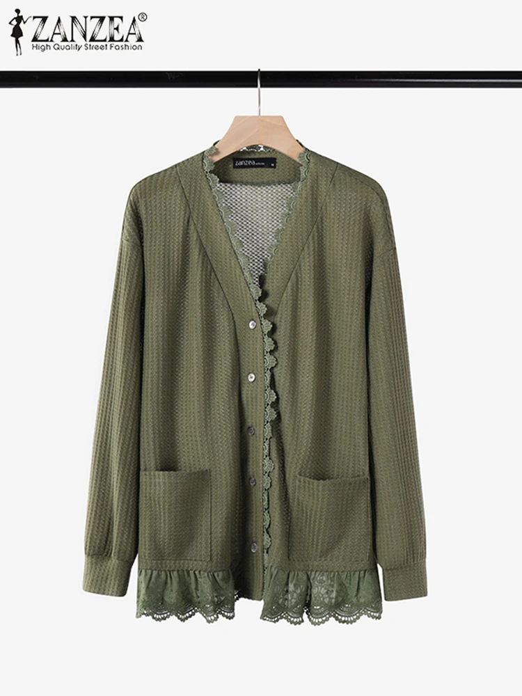 Cárdigans de primavera y otoño para mujer, Blusas Vintage de manga larga, Tops tipo kimono para mujer, camisa informal con botones, Blusas con volantes elegantes