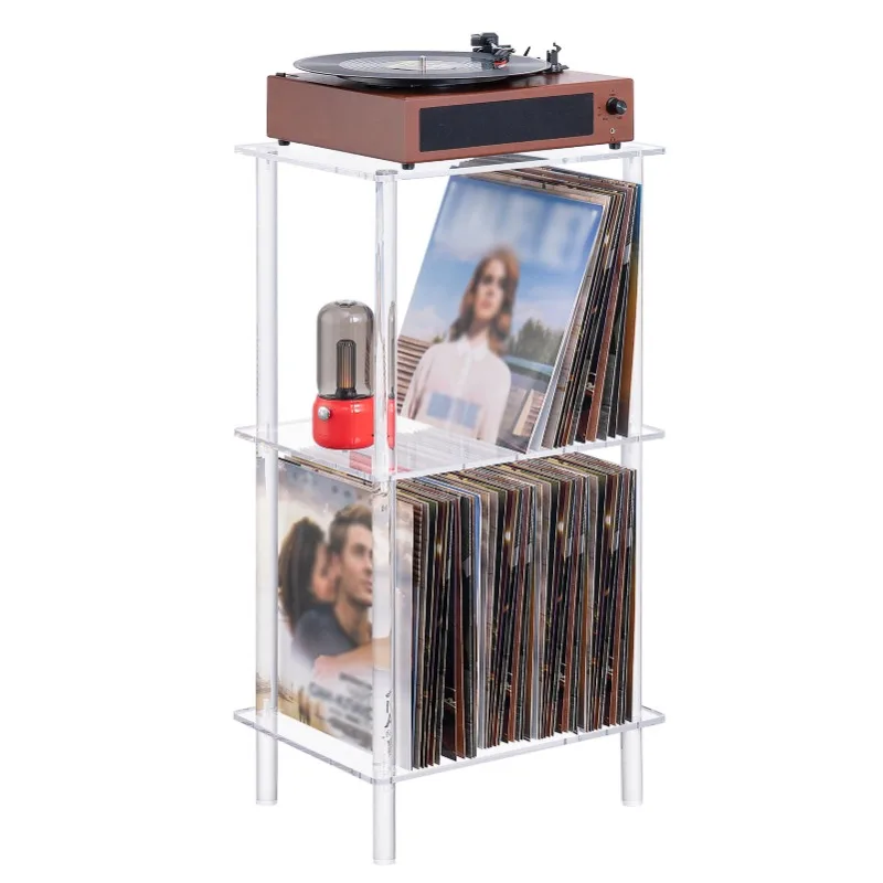 

Transparent acrylic coffee table three-layer bedside table ins wind living room furniture bedroom, office rack