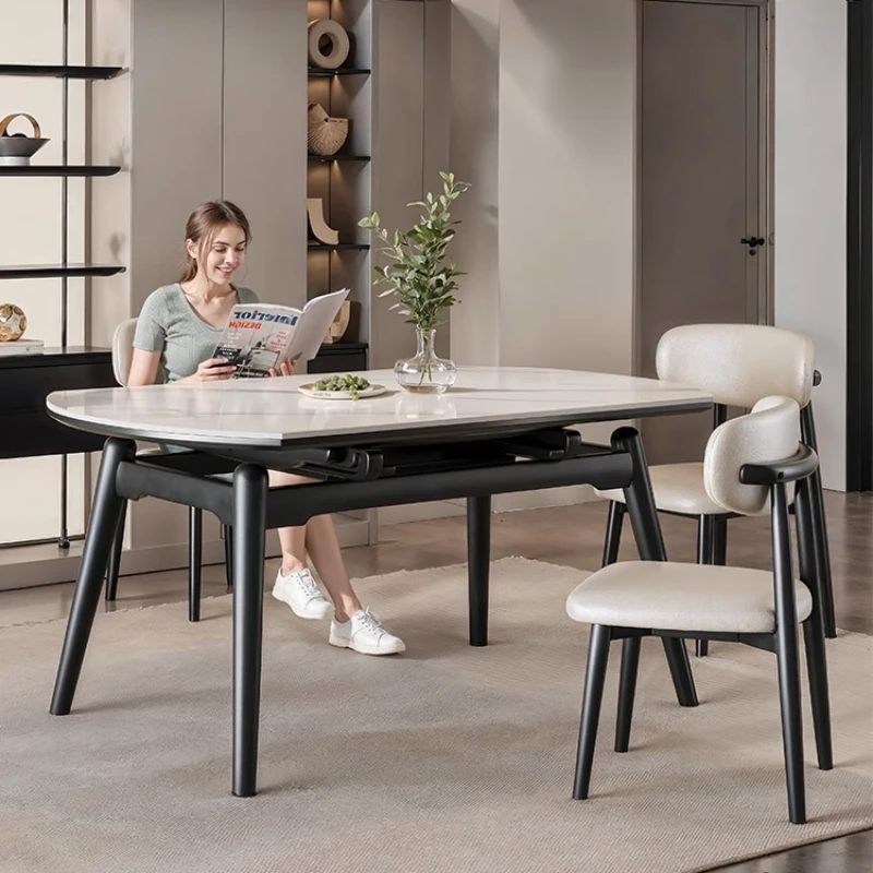 

Современный минималистичный обеденный стол в стиле рок, легкий роскошный складной выдвижной бытовой маленький квадратный обеденный стол двойного назначения, комбинация