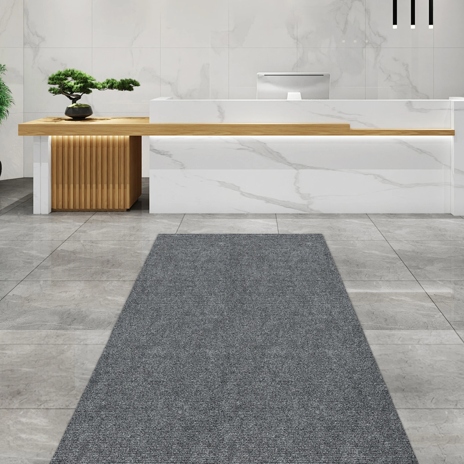Indoor/Outdoor Floor Mat 3*1.2M Anti-Slip Floor Mat Subtle Stripes Entrance Mat for Living Rooms/Stairs/Offices/Shops/Hotels