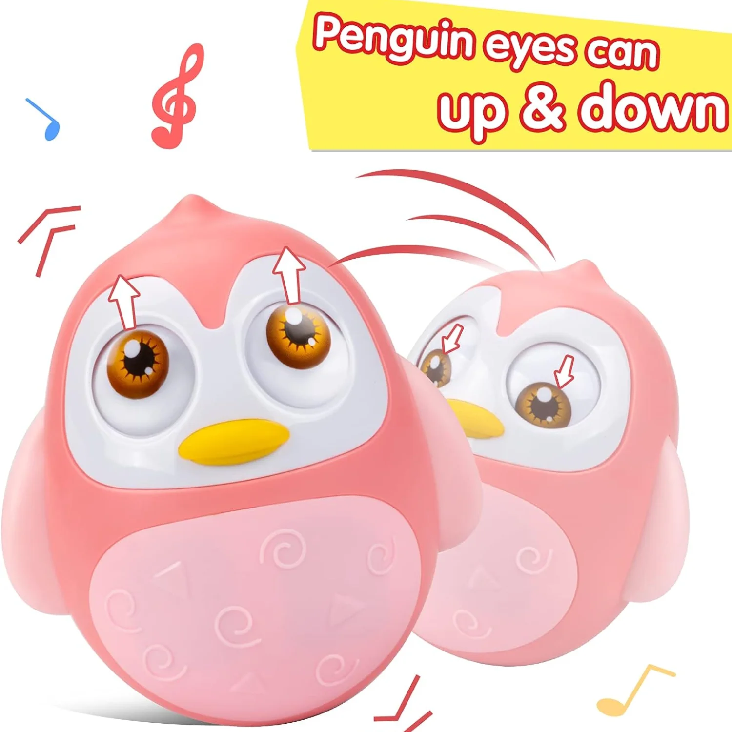 لعبة بهلوان الغمزة الممتعة للأطفال ، نسخة البطريق الكبيرة ، التعليم المبكر ، الرضع والرضع ، عمر 0-3 سنوات