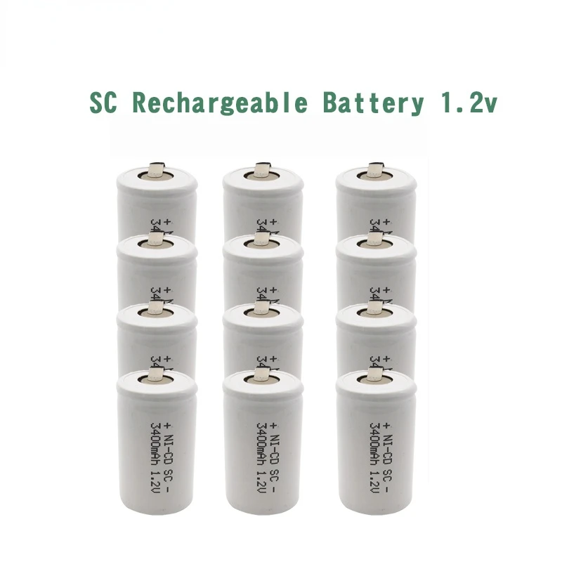 12/15/18pcs SC 3400mAh 1.2V Rechargeable Battery Sub C NI-CD Cell with Welding Tabs for Electric Drill Screwdriver Milwaukee