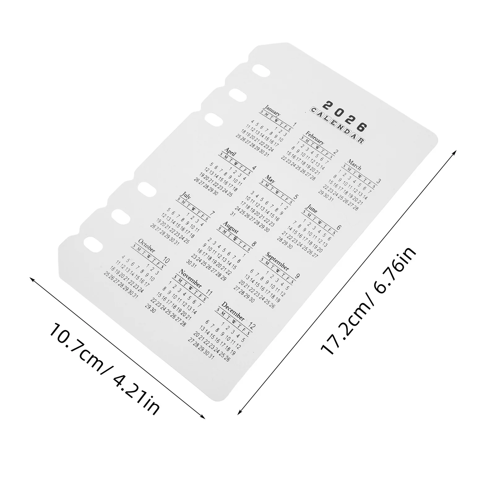 4pcs A6 Frosted 2026 Calendar Dividers 6-Hole Monthly Planner Inserts Binder Refills For Students Professionals Home Use Plastic