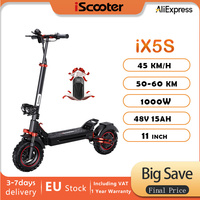iScooter iX5s 11'' electric scooter, 1000W motor,  45KM/H, 48V 15AH. 50-60KM,front and rear shock absorbers