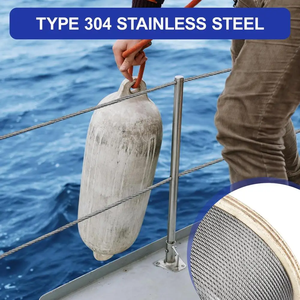 500FT 304 Stainless Steel Cable Decking Railing 3/16 inch 7x19 Strand 3700lbs Breaking Exercise Winches Control Cables Shade