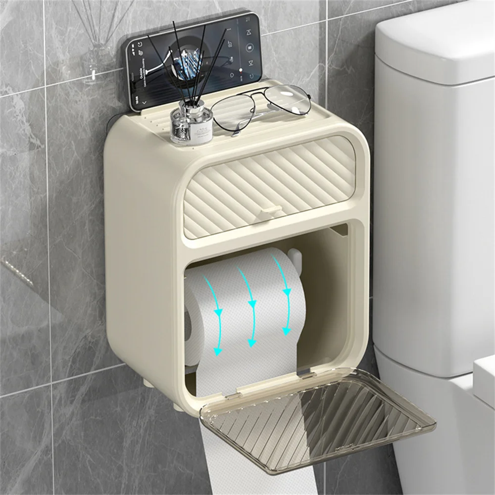 Toilet Tissue Box Wall-mounted Simple Highlight Guardrail Super Load-bearing Portable Toilet Paper Box Household Paper Box