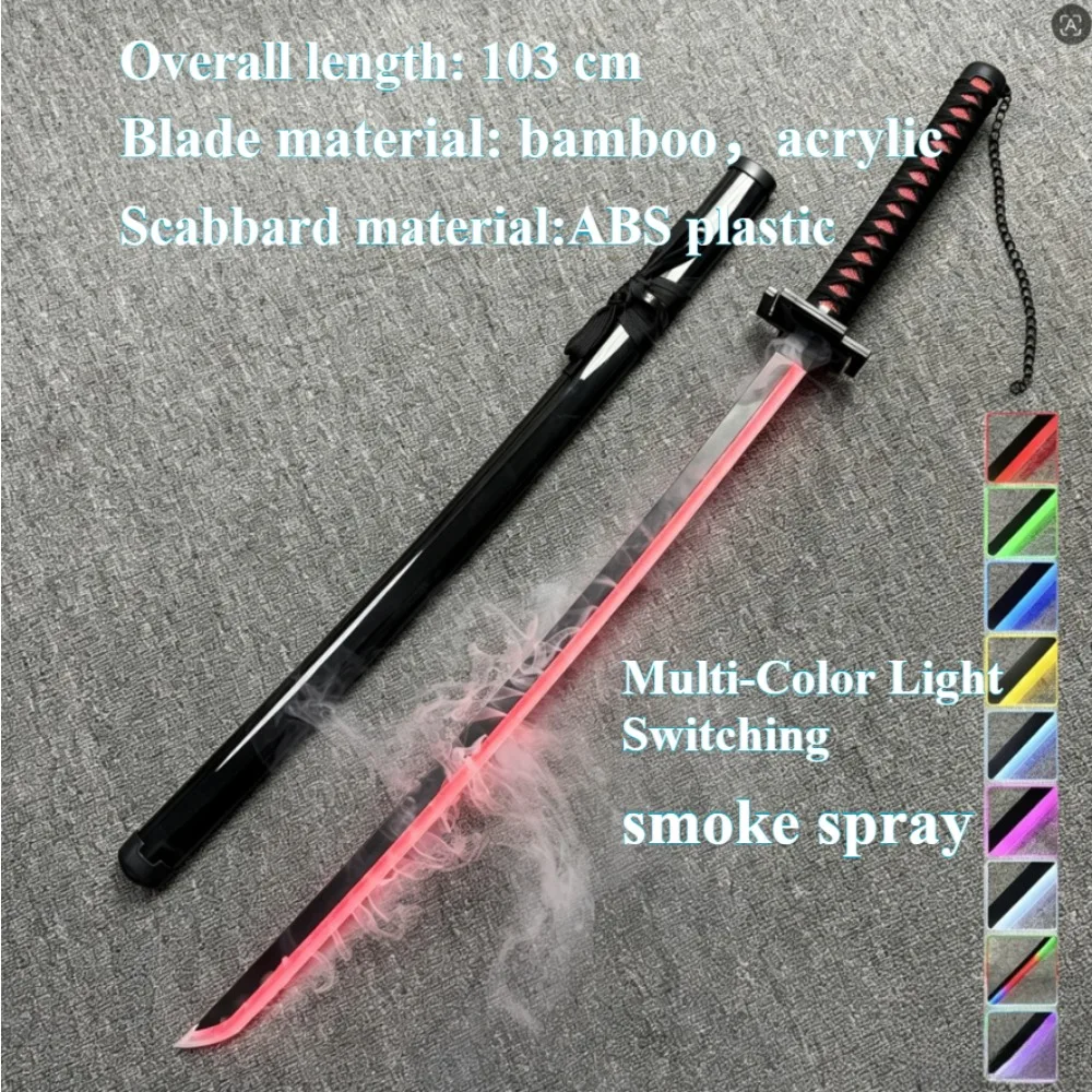 

103cm Tensa Zangetsu Multiple Lights High-quality Cosplay Prop Sleek Sprayable Smoke Cool Anime Knife Decor Collection Toys Safe