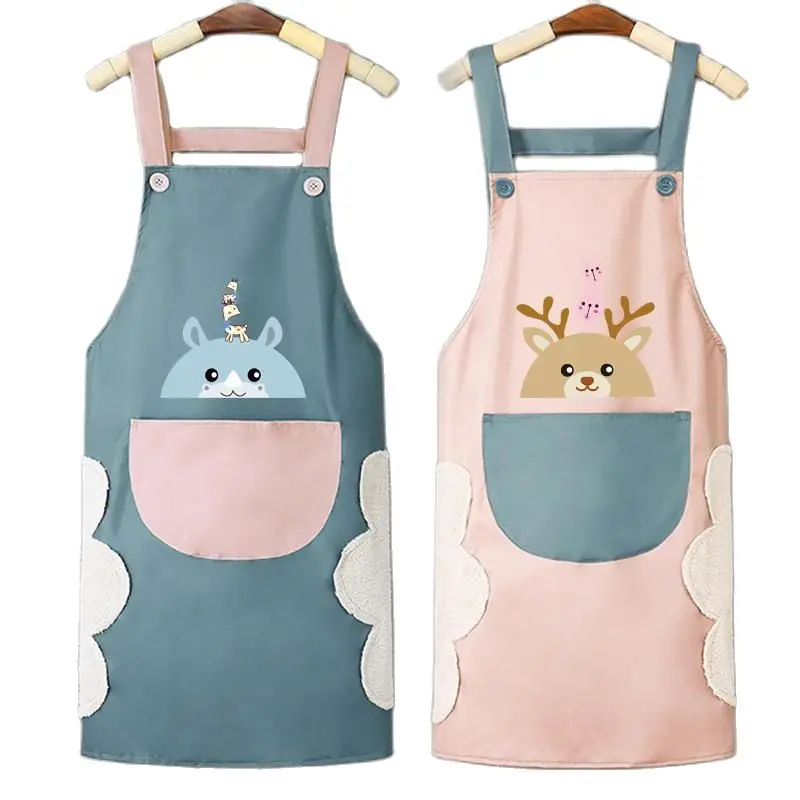 

Kitchen apron household waterproof and oil-proof female fashion cute Japanese can wipe hands work cooking adult household items