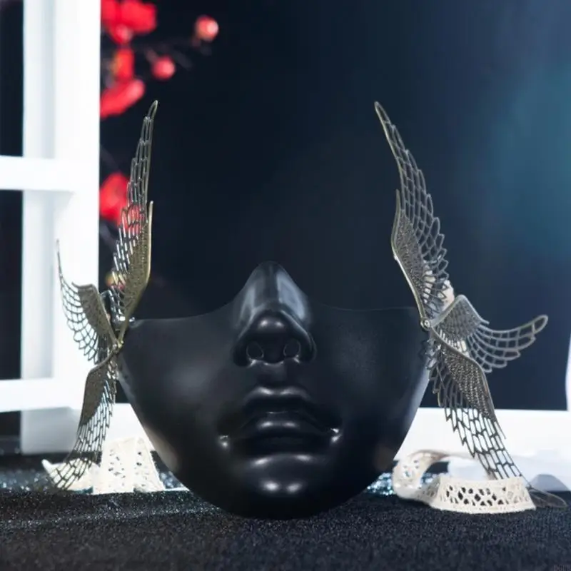 หน้ากาก Masquerade D0UB กับ Wing Half Face Mask Halloween Cosplay Accessories สำหรับผู้ใหญ่
