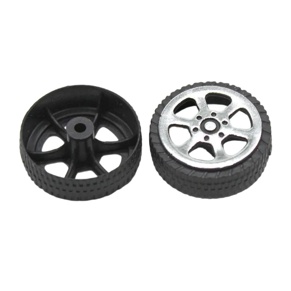20PCS 20mm Plastic Toy Wheel 6.7mm Thickness 1.9mm Axle Hole Fit 2mm Shaft Mini Car Wheel DIY Science Model Making Accessories