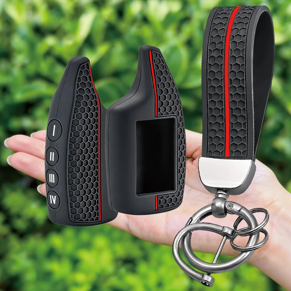 2026 New Style 4 Buttons Remote Silicone Case Two Way Car Alarm lcd 2015 Case Key Chain Cover For M5/6/9 Scher-khan Magicar 5