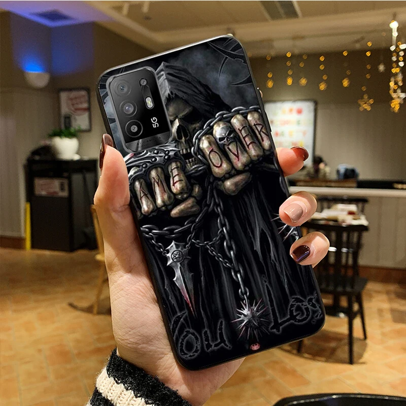 غريم ريبر الجمجمة جراب هاتف ل ممن لهم A54 A74 A94 A53S A9 A5 A15 A16 A91 A96 A76 Reno8 8Pro Reno2 Z