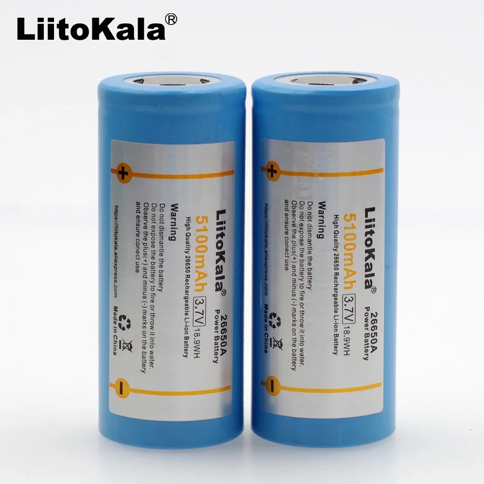 LiitoKala-batería recargable para linterna, pila de 5000mAh, 26650, 3,7 v, 3,6 V, 26650-55A, novedad