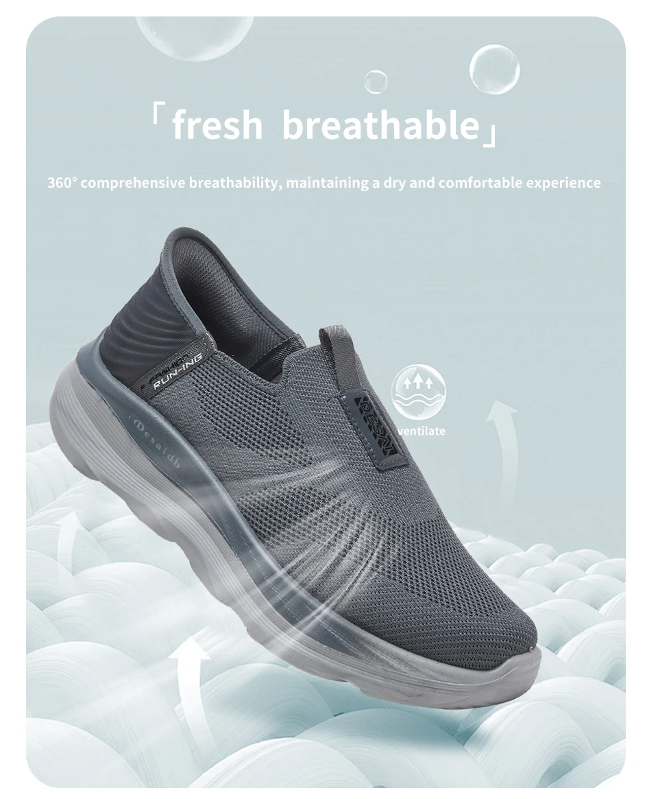 Desai Herren 2026 Herbst Schnürlose Mesh-Sneaker Rutschfeste Dicke Sohle Leichte Herren-Sneaker und Freizeitschuhe für Outdoor – Detail 3
