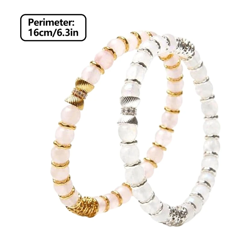Natural Stone Beaded Bracelet Set with 2 Coordinated Stretch, Wear Together or Separately Without a Clasp Wristwear