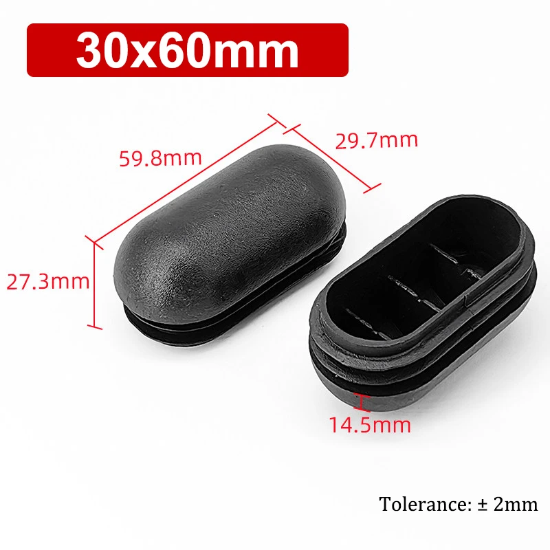 Elliptical Plastic Square Tube Stainless Steel Pipe Inner Plug Oval Plastic Foot Pad Table And Chair Furniture Feet Protector