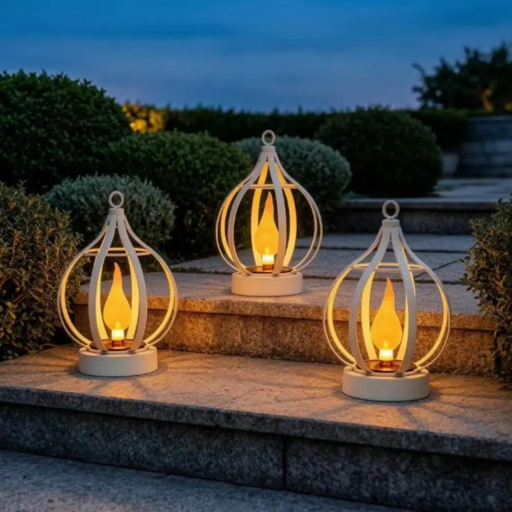 Atmosphere Metal Solar Lamp Solar Powered Waterproof Flame Lamp Decorative Atmospheric Hanging Projection Lamp Garden