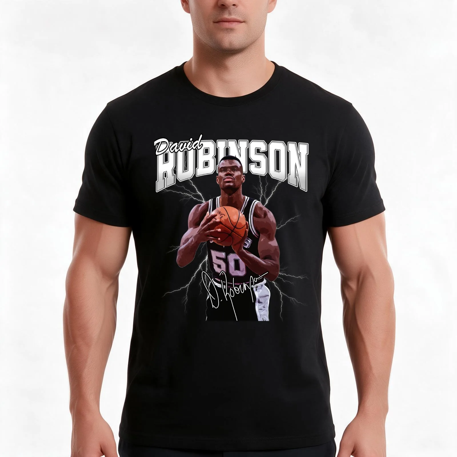 David Robinson Basketball Legend Signature Vintage Retro 80s 90s Bootleg Rap Style Men T Shirt t shirt man cotton