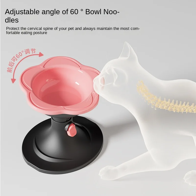 Adjustable anti-roll ceramic flower cat dog bowl small pet food and water basin made of plastic