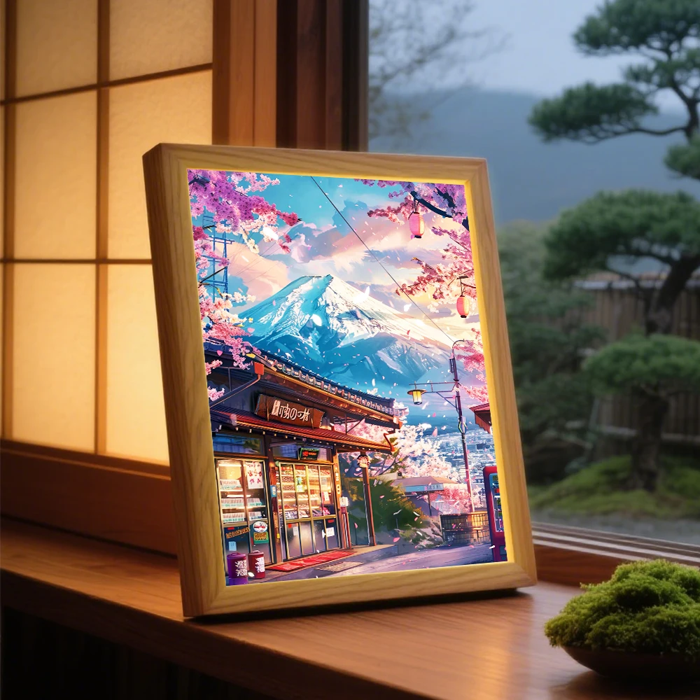 Beautiful City, Japan, Mount Fuji Light Picture Frame, LED Night Light, Wall Light, Home Decoration, Christmas Gift, Moon Light