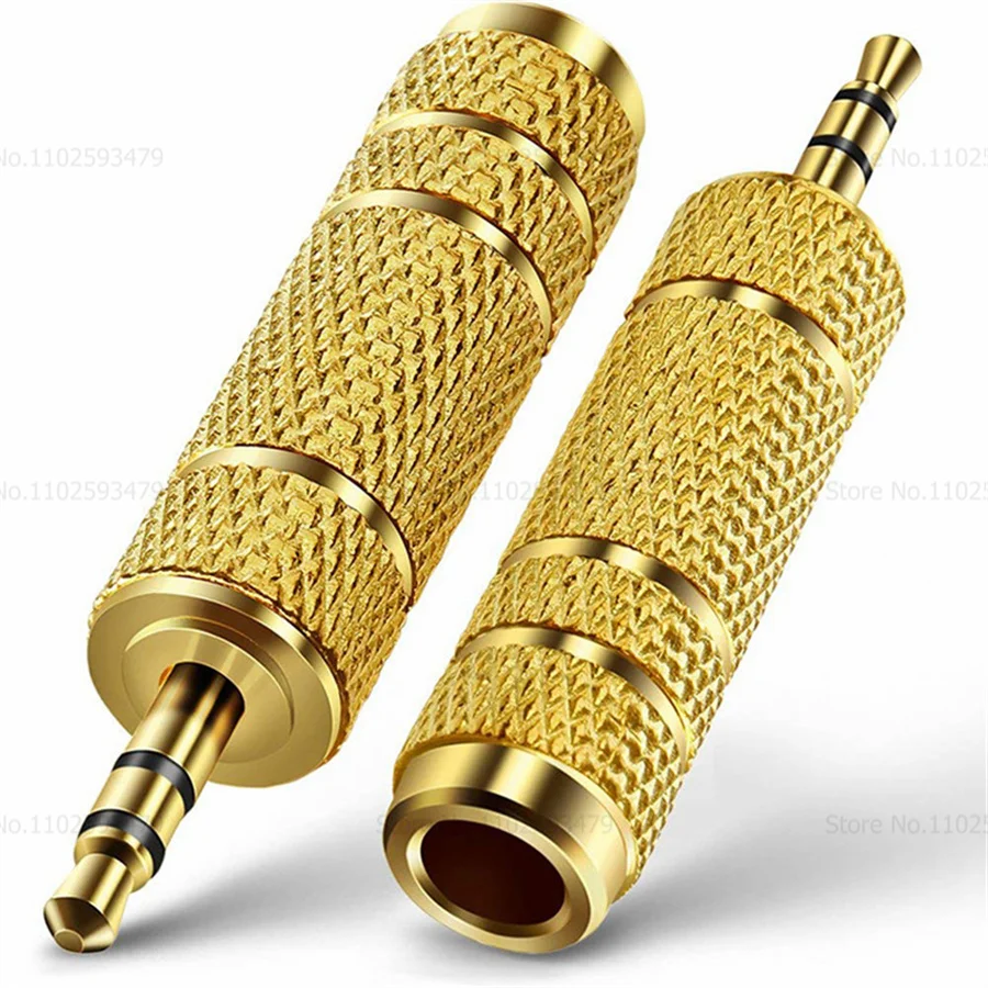 100pcs Gold Plated Metal 3.5mm Male To 6.5mm Female Headphone Earphone Audio Stereo Adapter Plug Converter Headphone Jack