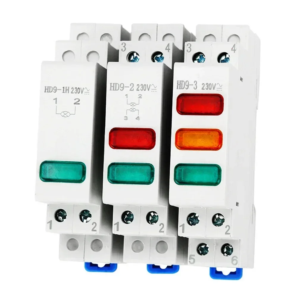 1pc DIN Rail Mount LED Signal Lamp 230V Indicating Pilot Lights Power Signal Light LED Signal Lamp Electrical Equipment Supplies