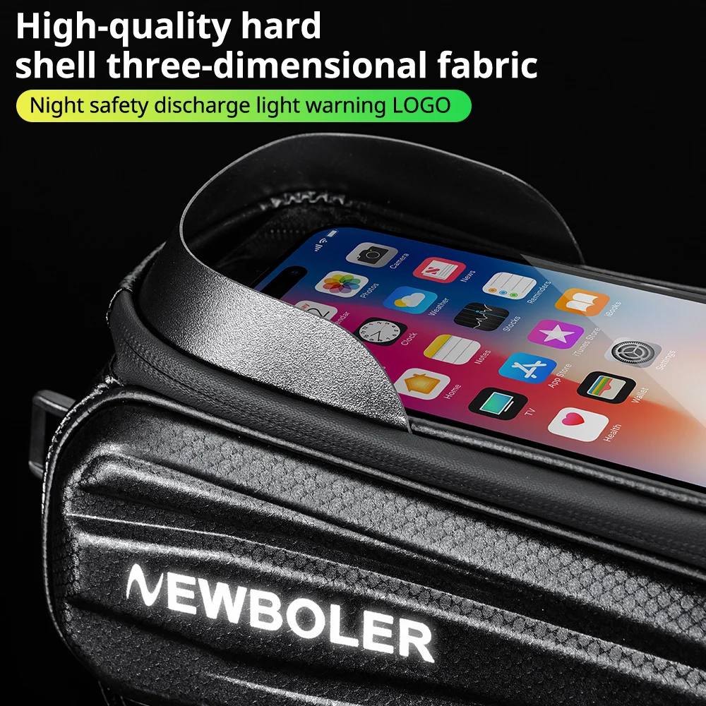 NEWBOLER Bike Bag 2L Frame Front Tube Cycling Bag Bicycle Waterproof Phone Case Holder 7.2Inches Touchscreen Bag Accessorie