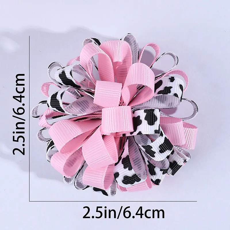 2Pcs/set Summer Cow Print Hair Clips For Baby Girls Handmade Hairpins Barrette Fashion Flower Hair Accessories Child Headwear