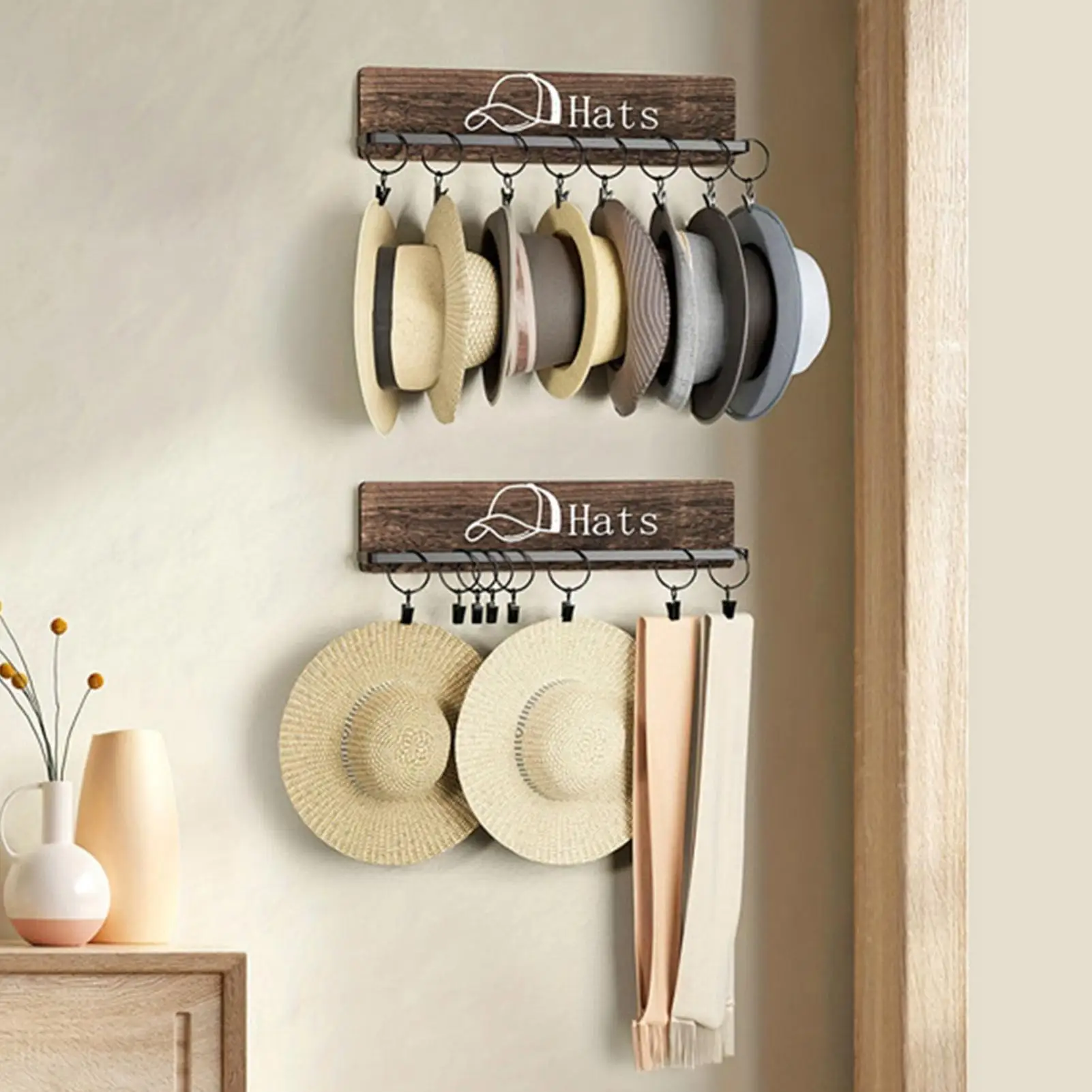 

Настенная вешалка для шляп, многофункциональный держатель с 20-крючками, настенная вешалка для шляп для семьи, друзей, ванной комнаты, кухни, прихожей, дома, в помещении
