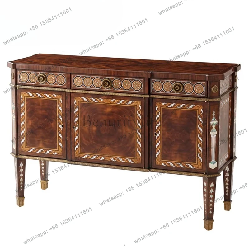 Three-door inlaid shell locker English villa foyer cabinet