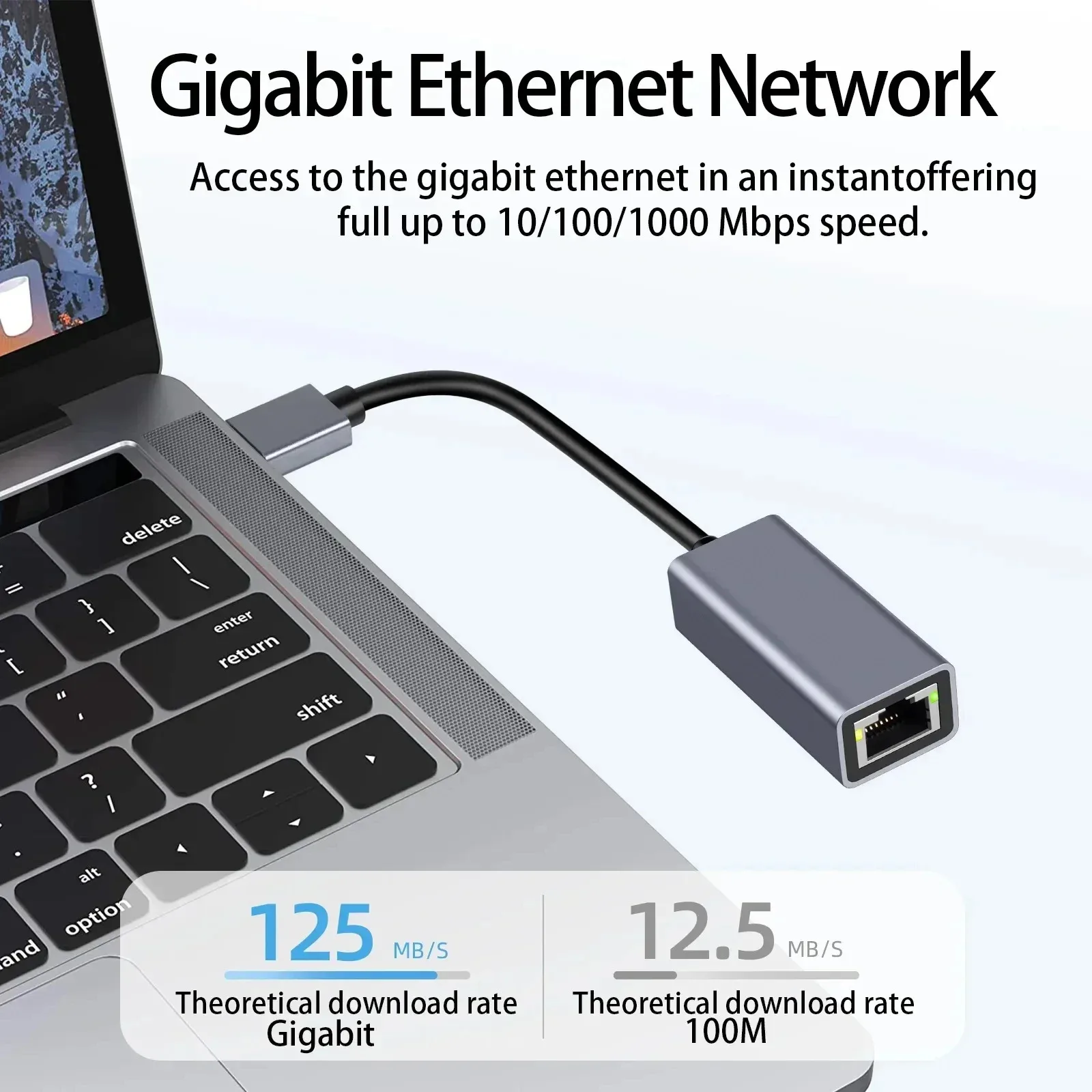 USB Typ C Ethernet Adapter Netzwerkkarte USB Typ-C zu RJ45 100/1000Mbps USB3.0 Lan Internetkabel für MacBook PC Fenster Android – Detail 8