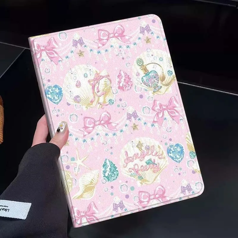 

Cartoon Shell Bow Pattern Tablet Case For Huawei Honor MatePad MediaPad Air 5 6 7 11 V6 V7 V8 V9 X9 X8 T10 T10s C5e T5 Gift