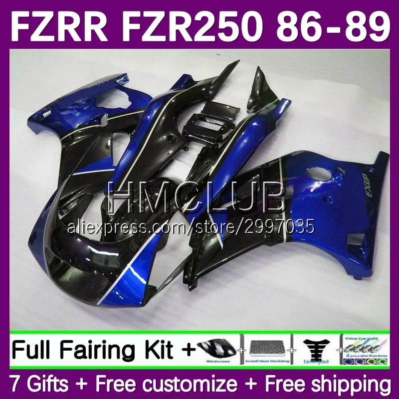 Fairing Kit For YAMAHA FZR250 R FZRR FZR 250 250R 151No.82 FZR-250 RR 86 87 88 89 FZR250R 1986 1987 1988 1989 Body black blue