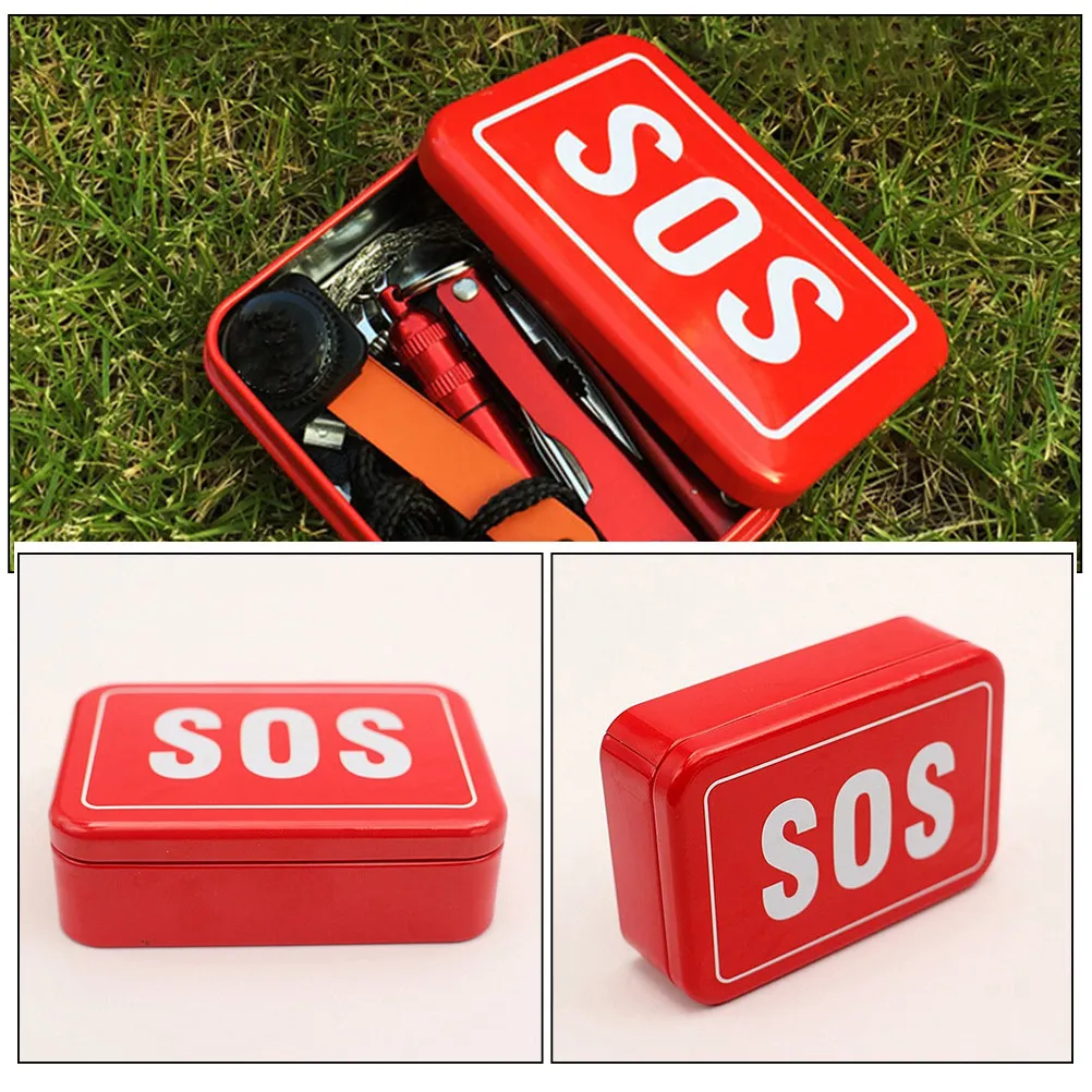 4Pcs Camping Tool Box Red Tinplate Compact Lightweight Tool Case for Outdoor Storage Organizer Tinplate Boxes Indoor Storage Box