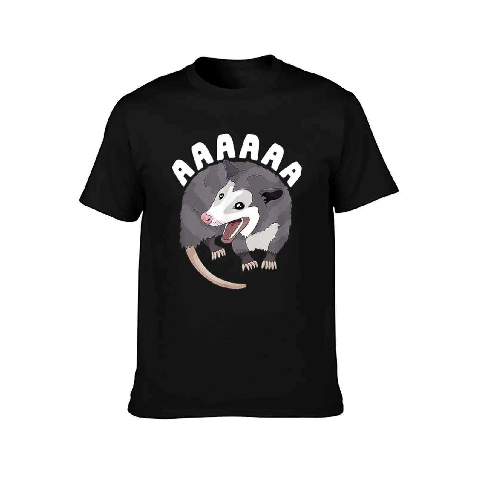 AAAAAA Screaming Opossum Stressed Possum Funny Dank Meme T-Shirt Festive Simple T-Shirt