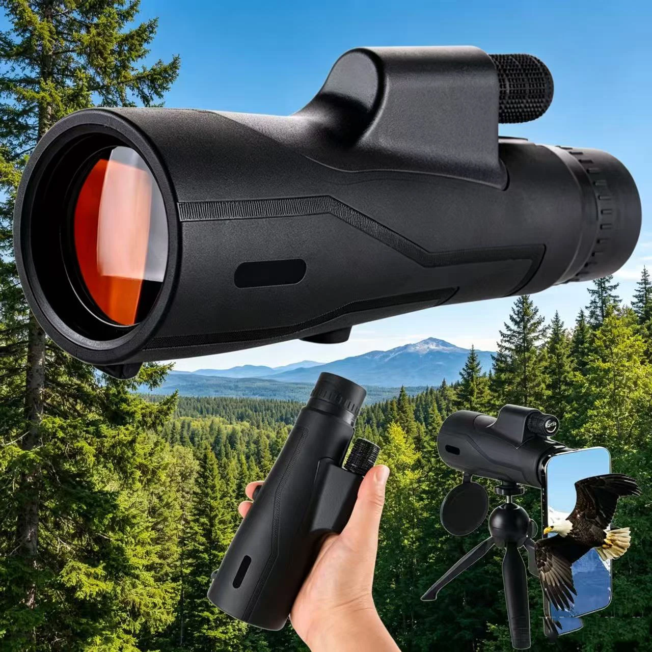 ED monocular telescope, high magnification and high definition, low-light night vision, large aperture, suitable for outdoor bir