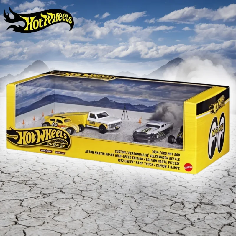 Nuevo Set de Diorama de Garaje Mooneyes Premium de Hot Wheels GMH39, Modelo de Juguete de Colección de Autos Volkswagen Beetle '72 y Chevy Ramp Truck