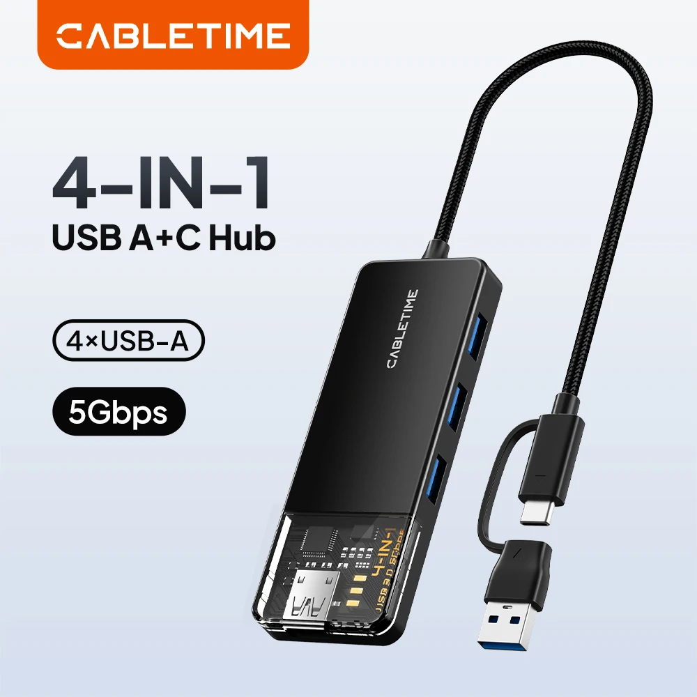 CABLETIME USB C Hub PD 100W 4K HDMI SD/TF USB A 3.0 5Gbps Adapter for MacBook iPad Pro/Air Laptop  USB C to USB A HUB