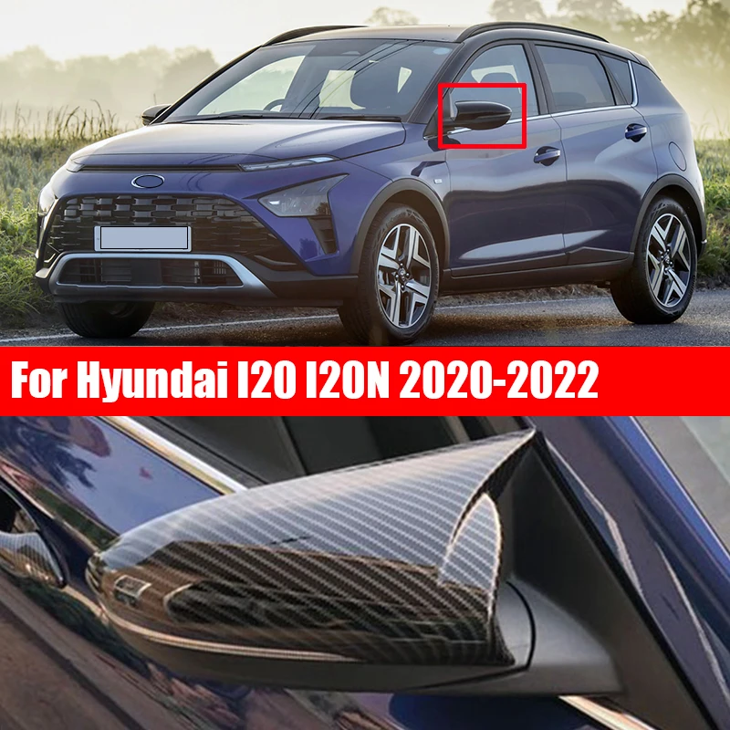 

Чехол для зеркала заднего вида Hyundai BAYON 2021, корпус боковой двери, АБС-пластик, покрытый узором из углеродного волокна, для изменения дьявольского угла