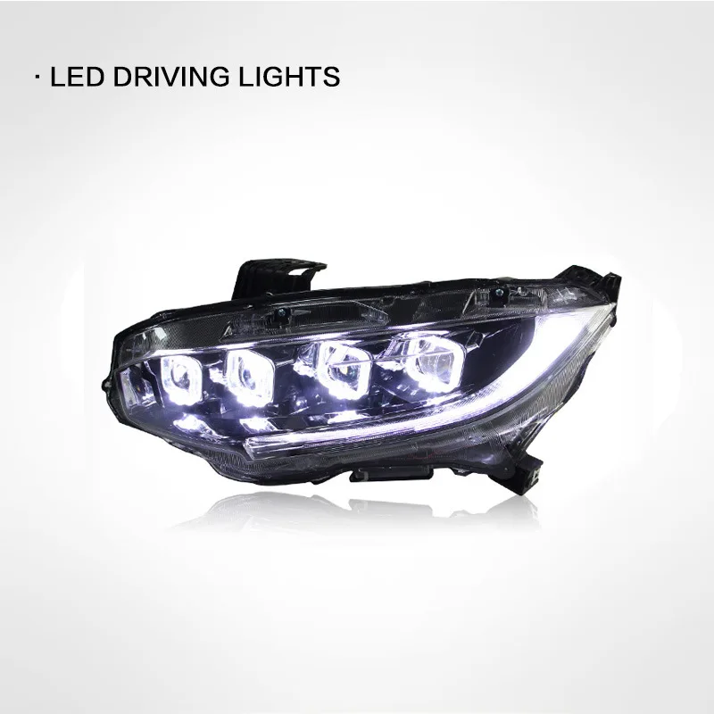 High Quality Front Lights Plug And Play LED Head Lamps Headlights For Honda Civic 10TH Bugatti Style 2016-2021