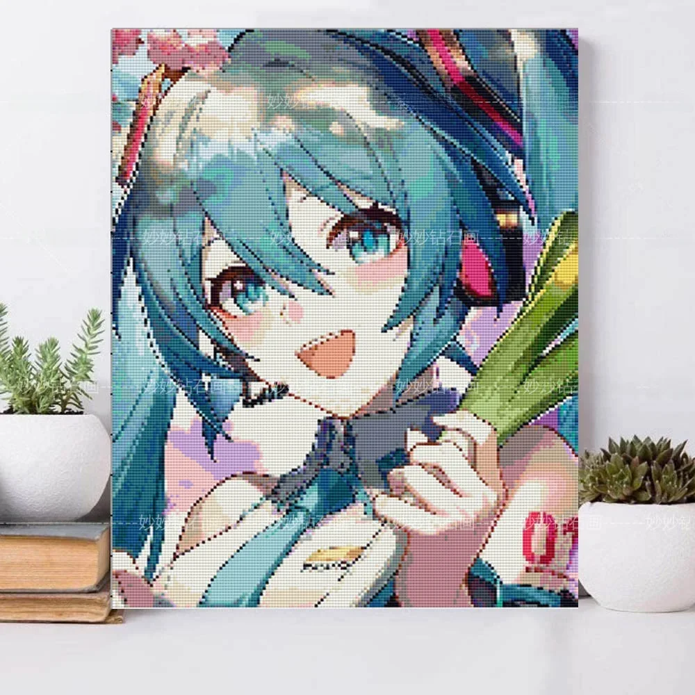 Handmade Diamond Painting Girl Anime Character Initial Future Diamond Art Simple Modern Style Unframed for Living Room Decor