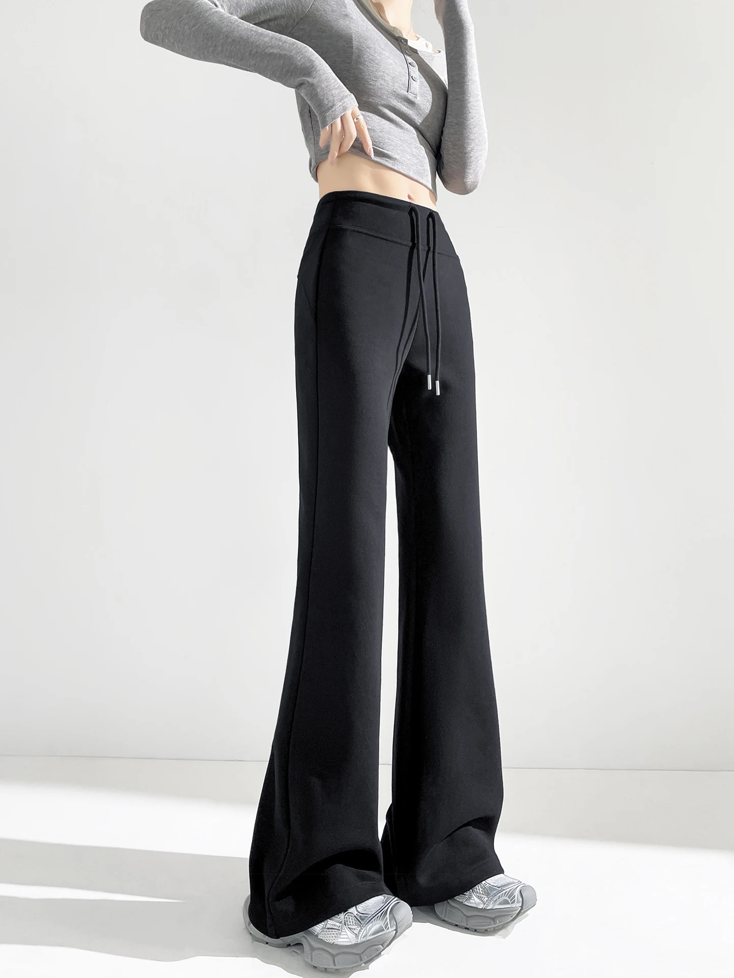 

High Waist Straight Leg Yoga Pants Women's Spring New Sle Loose Wide Leg Sweatpants Bla Casual Trousers for Ladies