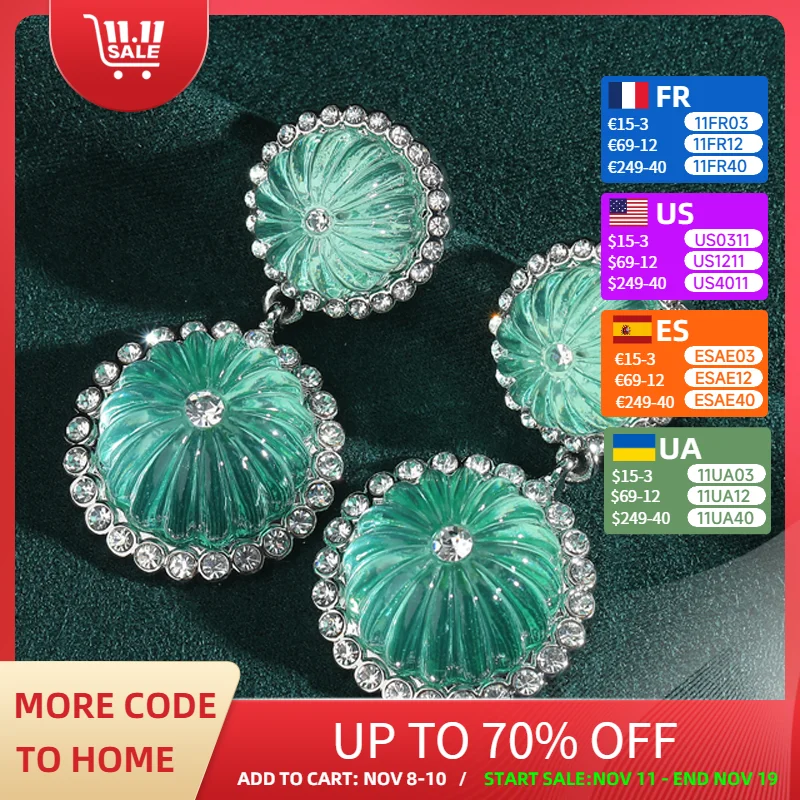 

Vintage Blue Pumpkin Glass Drop Earring Natural Stone Transparent Jewelry For Woman Designer Luxury Wedding Christmas 2025 New