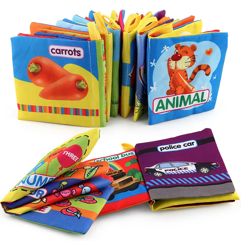 Soft Cloth Books Rustle Sound Infant Books Baby Books Quiet Books Educational Stroller Rattle Toys for Newborn Baby 0-12 Month