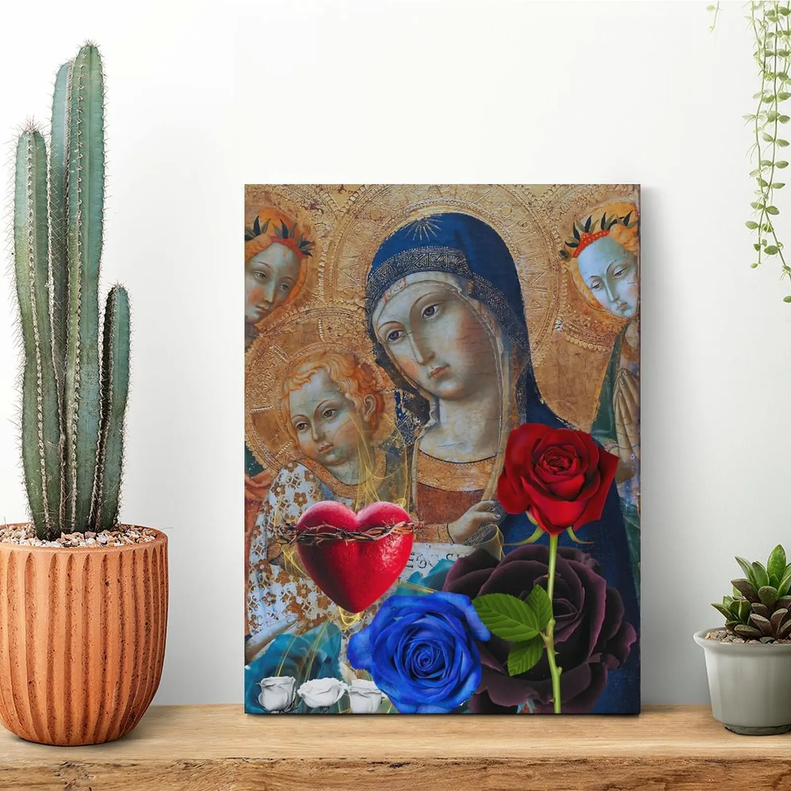 聖母マリア-キャンバス絵画-パブ-クラブ-バー-壁飾り-デザイン-額入り壁画