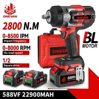 ONEVAN 2800N.M 2800W Brushless Electric Impact Wrench 1/2 Inch Cordless Torque Wrench Screwdriver Tool For 21V 18V Battery
