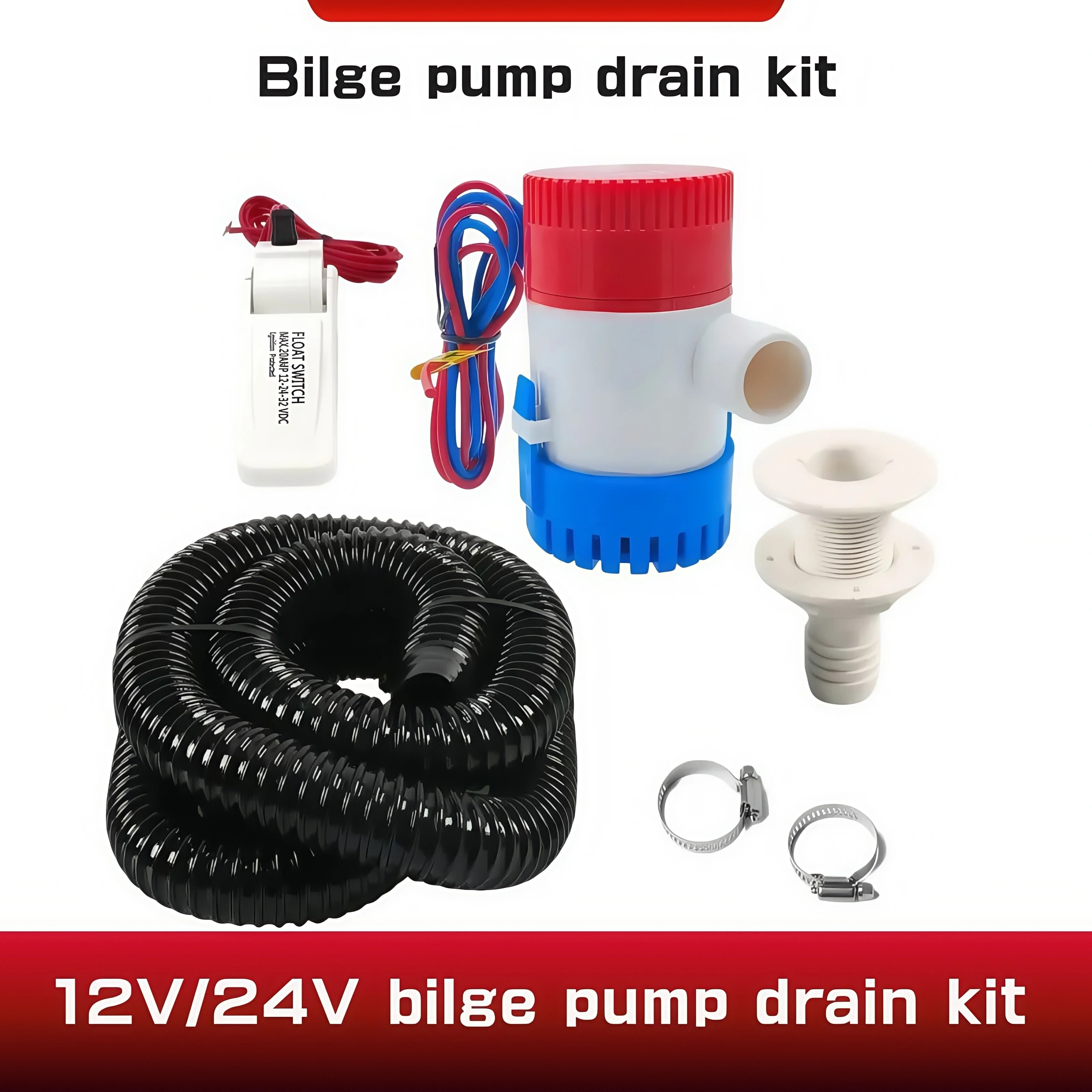 Bilge pump drain kit 12v 24V 750gph 1100GPH water pump used in boat seaplane motor homes houseboat water  submersible water pump